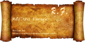 Réthi Ferenc névjegykártya
